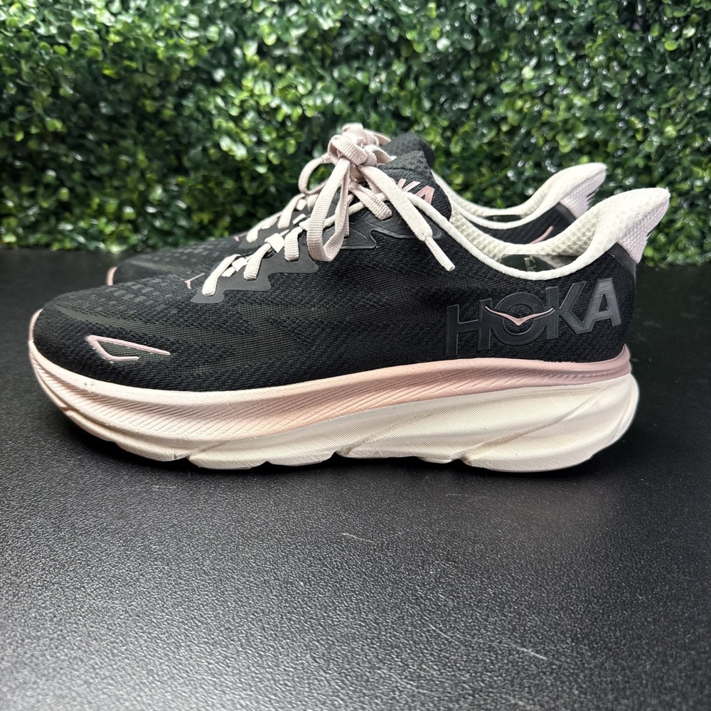 Hoka Clifton 9 Shoes Womens Size 10.5 B Running Sneakers Black Rose
